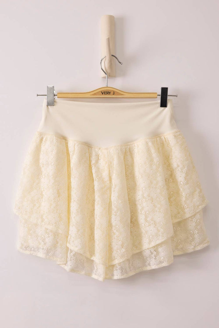 Darcy Lace Spandex Shorts + Cream