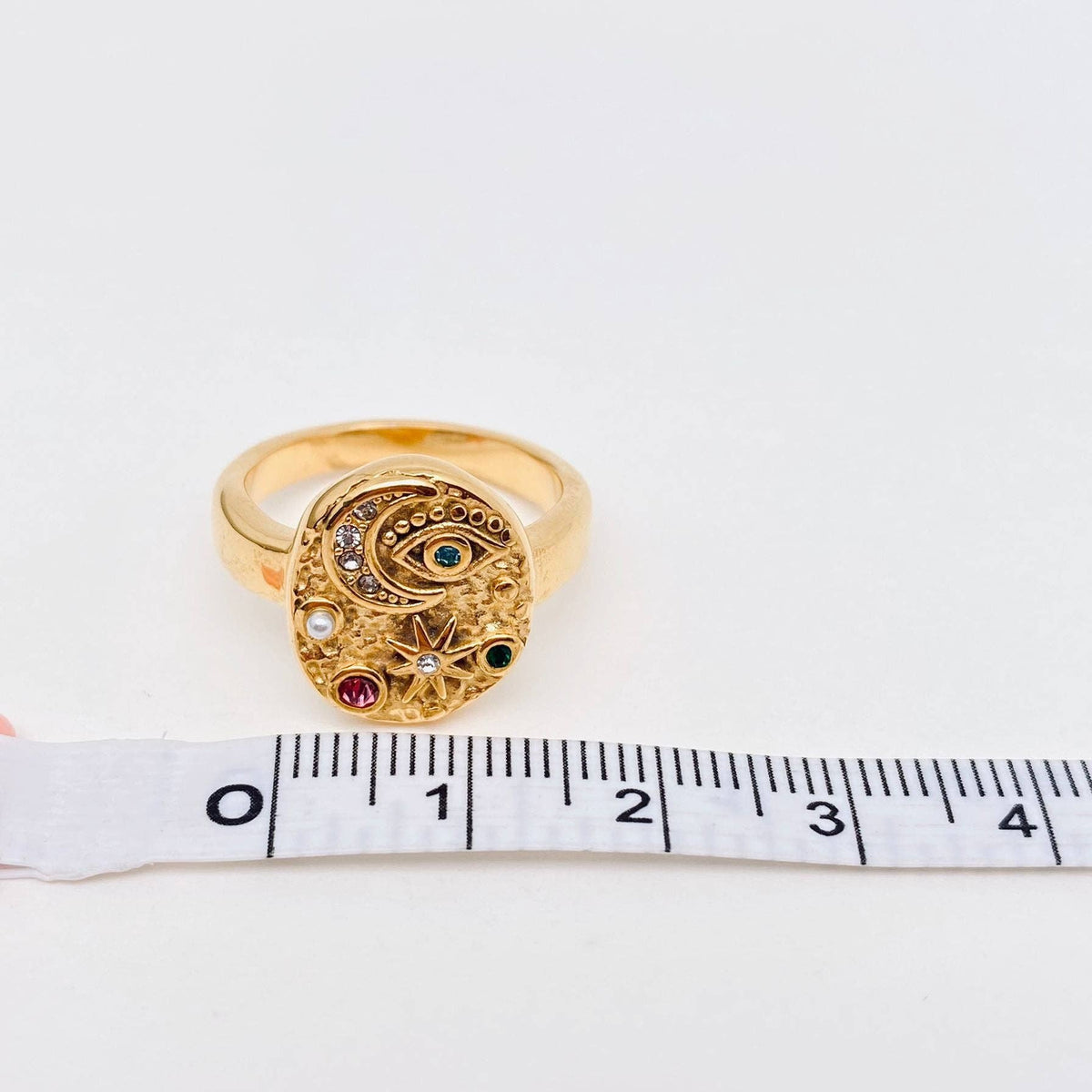 Colorful Cubic Zirconia Star Moon Eye Ring