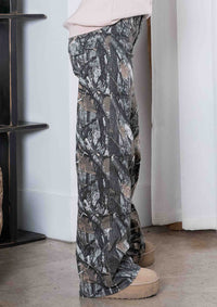 High-Rise Dark Camo Wide Leg Jeans