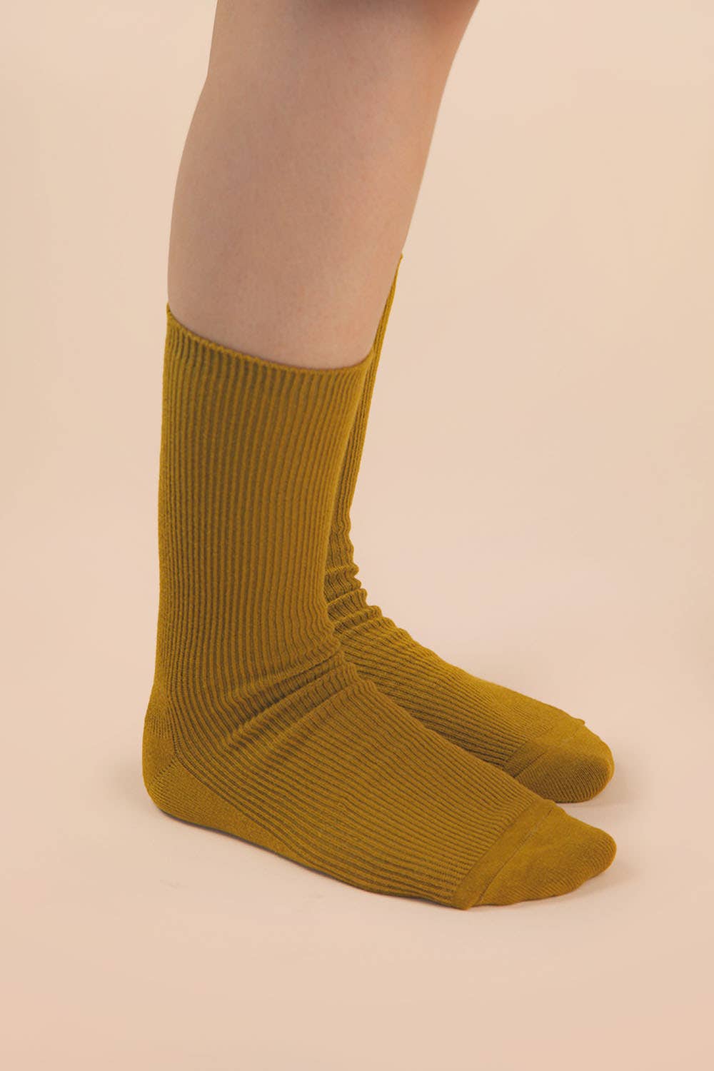 Ribbed mock socks: OLIVE