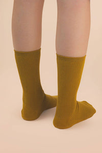 Ribbed mock socks: OLIVE