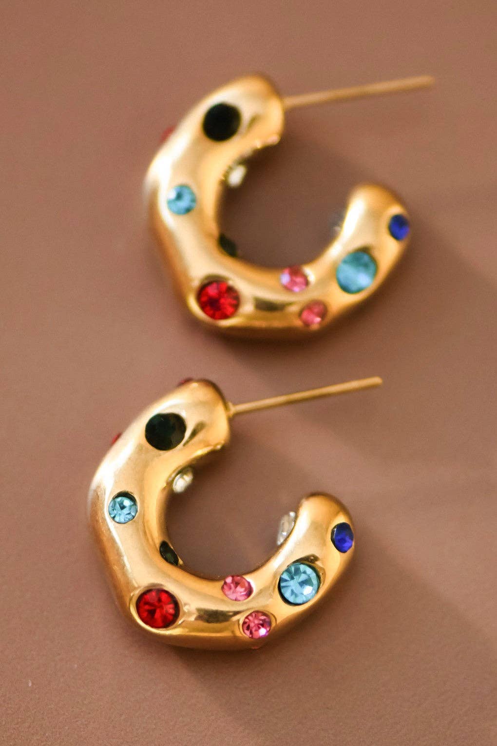 18K Gold Plated Waterproof Colorful Hoop Earrings