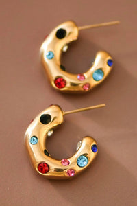 18K Gold Plated Waterproof Colorful Hoop Earrings