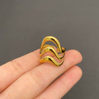 18K Gold Plated 3 Wave Ring