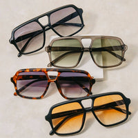 Large Acetate Frame Retro Aviator Sunglasses