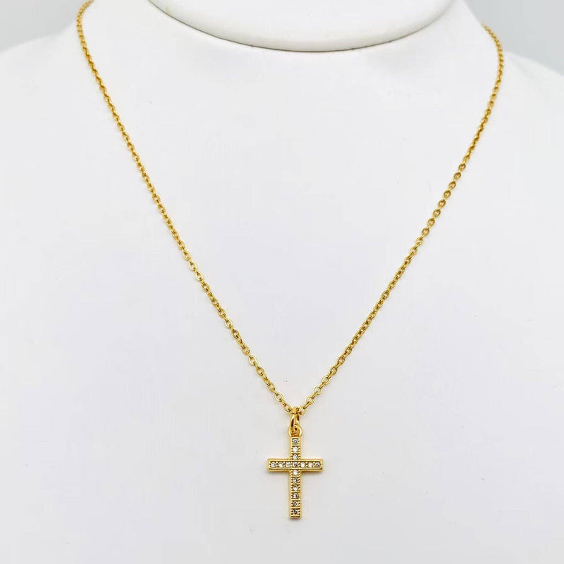 CZ GP Small Cross Necklace