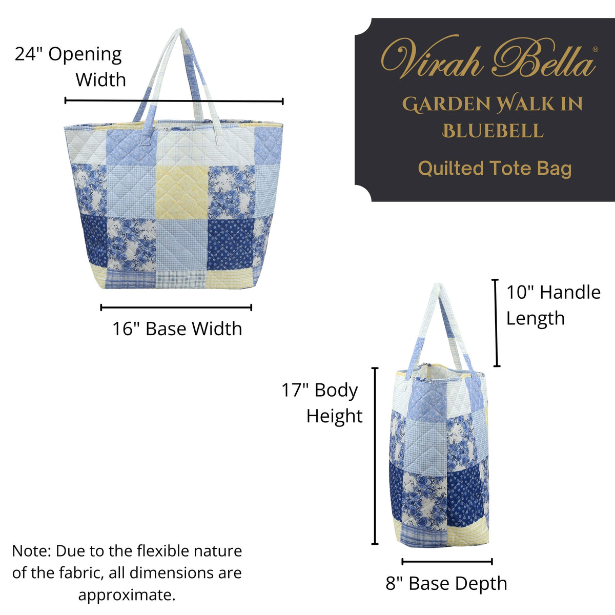 "Garden Walk in Bluebell" Quilted Tote Bag