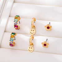 Rainbow, Smiley, and Floral Trio Earrings