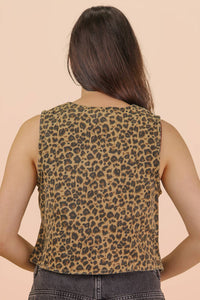 Dani Leopard Denim Tie Vest