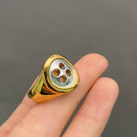 Two Tone Button 18K GP Ring