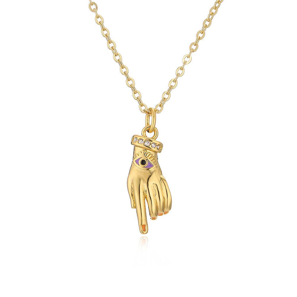 Gold Plated Hand Pendant Necklace