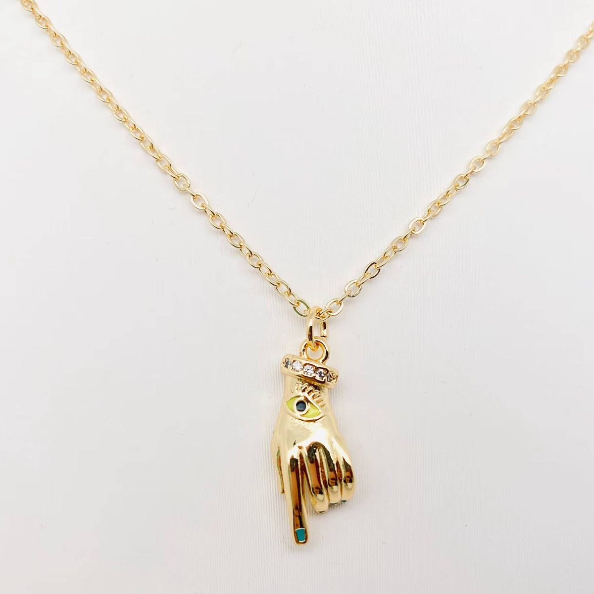 Gold Plated Hand Pendant Necklace