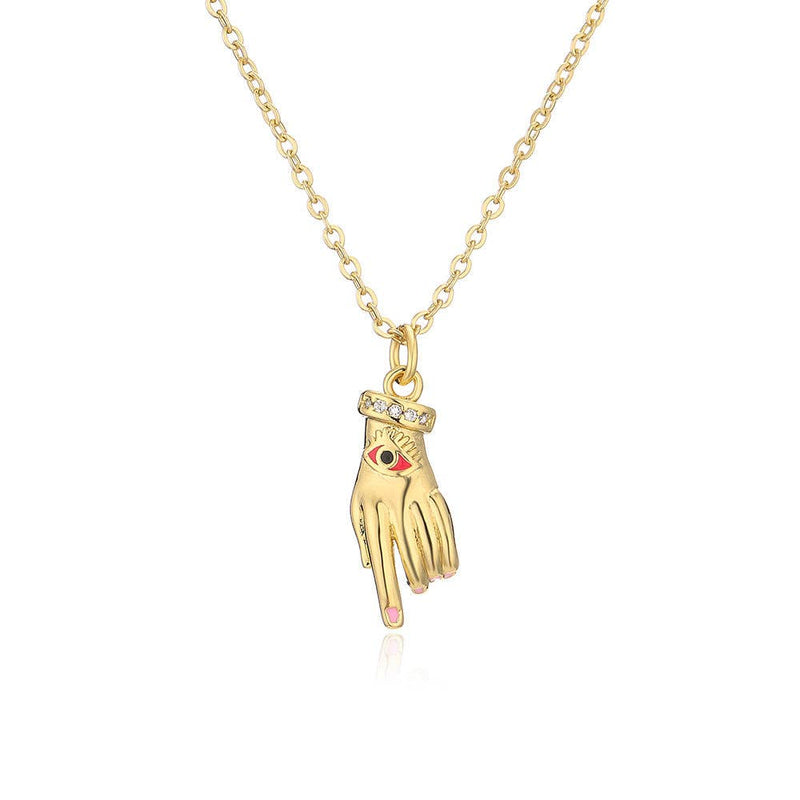 Gold Plated Hand Pendant Necklace