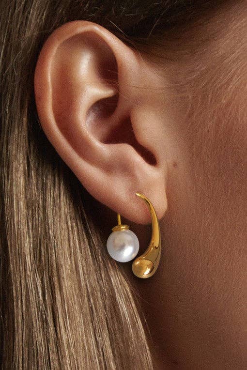 18K Gold Plated Waterproof Pearl Drop Earrings