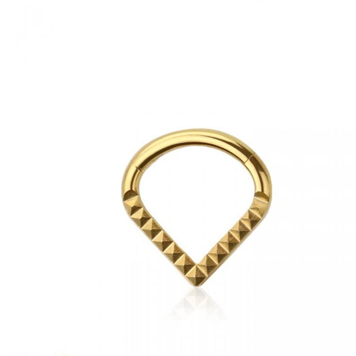 Gold V Septum Ring 16GA