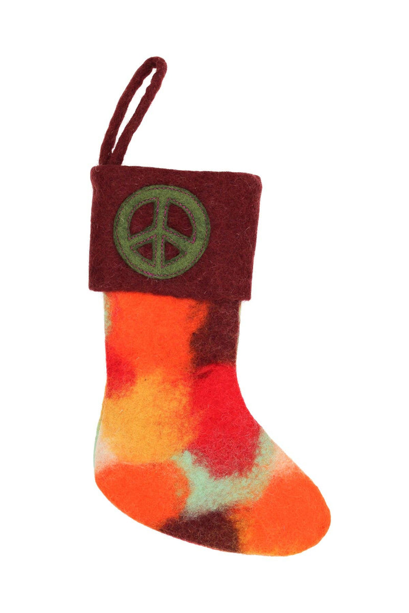 Burgundy Peace Sign Stocking - 580 Threads